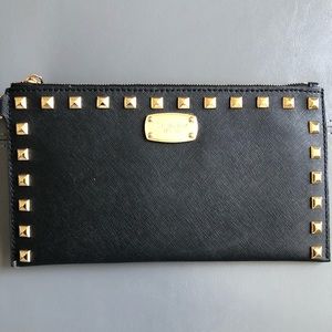 Michael Kors Black and Gold large Wristlet